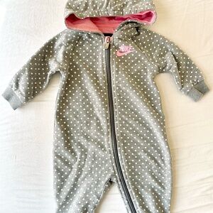 Nike Kids Gray Polka Dot One Piece with Pink Lining